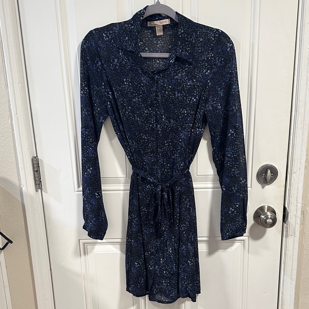 Blue Abstract Floral Mini Dress